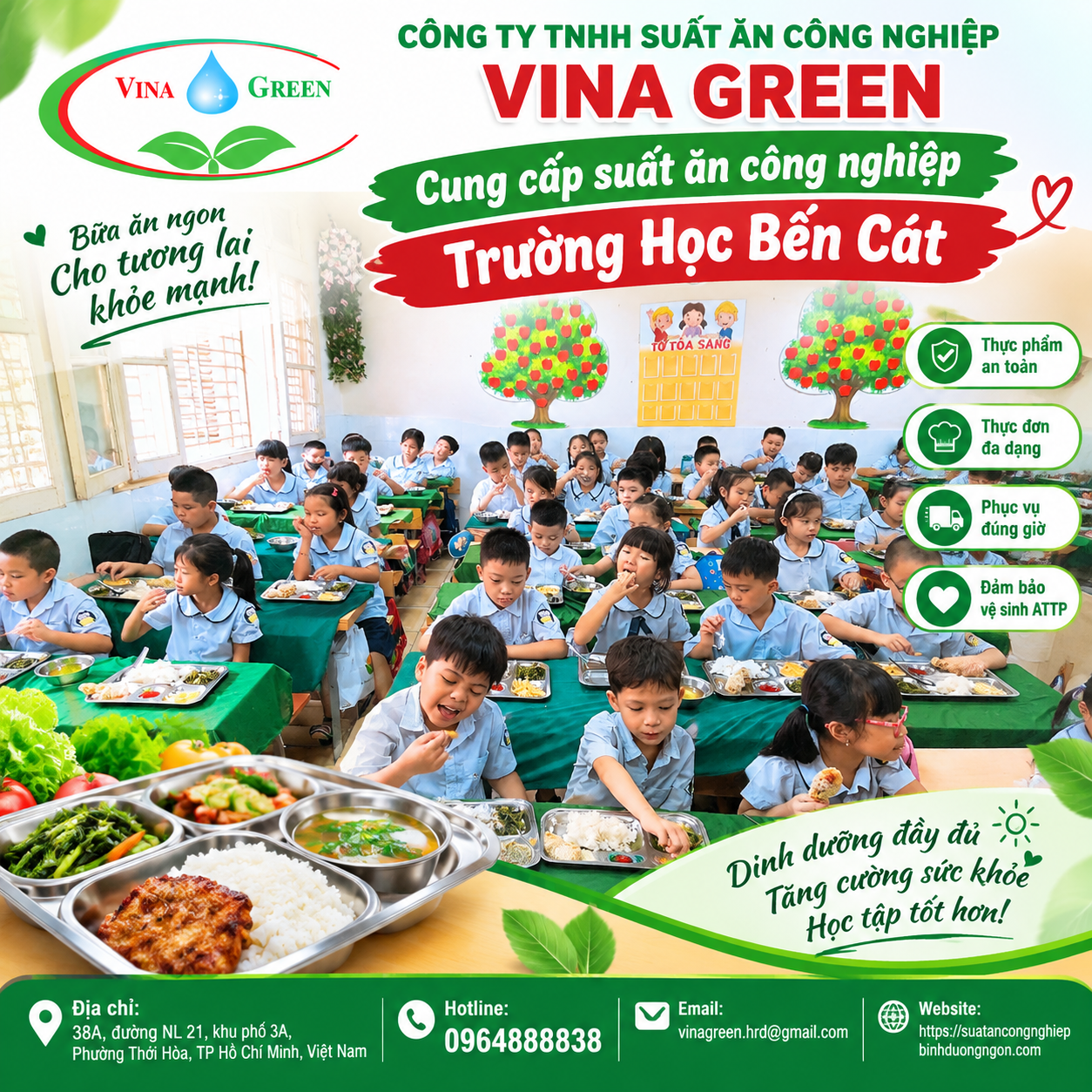 Cung cấp suất ăn công nghiệp Trường Học Bến Cát