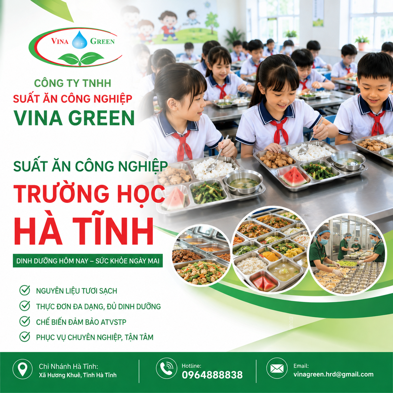 Suất ăn công nghiệp trường Học Hà Tĩnh