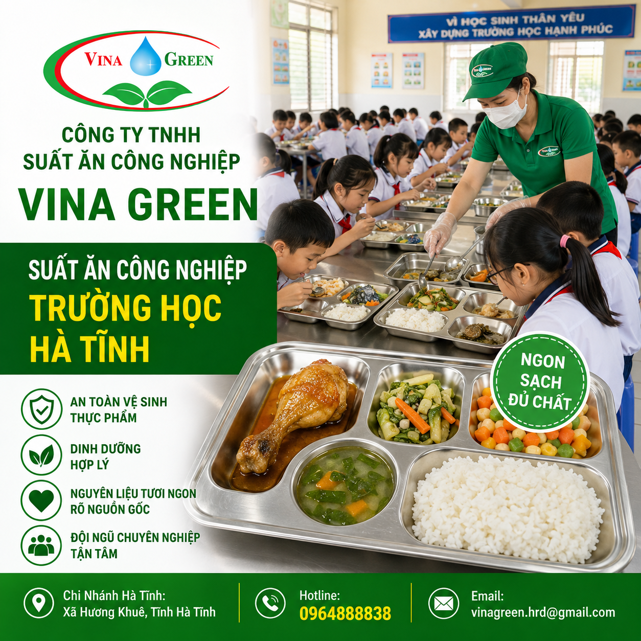 Suất ăn công nghiệp trường Học Hà Tĩnh